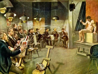 1930年頃の美術学生たち（イラスト）