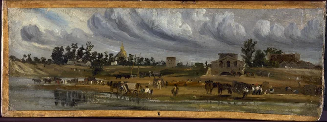 1820年、シャン・ド・マル近くのキュネット通りのセーヌ河岸（1820年）（絵画）