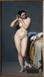 コンソールのそばの裸婦。ポール・ジュルディ（1805-1856）による絵画。フランス美術