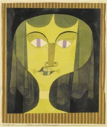 紫色の目の女性の肖像画。 1921-65
