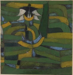 庭の白い花。 1920年