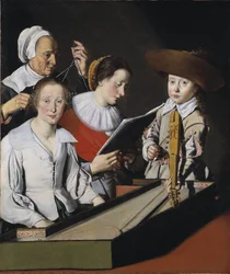 Une fete musice - A Musical Party、La Tarte、Paul (?-1636) 作。 キャンバスに油彩。 寸法: 116x98,8 cm。 ストックホルム国立美術館