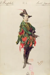 カールマリアフォンウェーバー（1786-1826）1841年のオペラ「Der Freischutz」のハンターサミエルの衣装