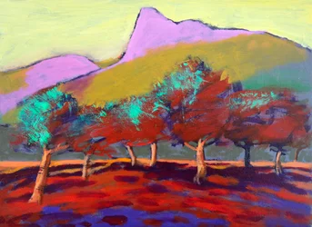 オリーブ・イエロー・スカイ、2024年（アクリル、ボード）