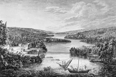 1760年のセントローレンス湾のフランス人入植地、ミラミチの眺め