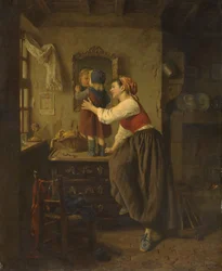 鏡の前の女と子供、1870年代