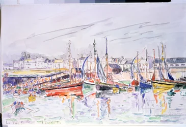 ""La Turballe"" Loire Atlantique の La Turballe の港の帆船。 水彩画 ポール シニャック (1863-1935) 1930年 プーシキン美術館、モスクワ