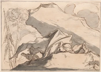 十字架を崇拝する砂漠の隠者