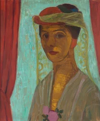 帽子とベールのある自画像。 1906-07