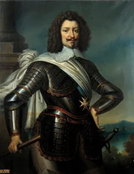 シャルル・ド・ロレーヌ（ジョインヴィル公、ジョワイユーズ公、第4代ギーズ公）の肖像（1571-1640年） アンリ・ド・ギーズの股間の息子 ポーラン・ゲラン（1783-1855年）による絵画 19世紀 日。1,22x0,96 m