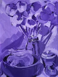 紫の花の静物画
