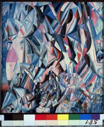 永遠に勝利する。 Pavel Nikolayevich Filonov (1883-1941) による絵画、木に油彩