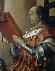 フェデリコ・ダ・モンテフェルトロ（1422-1482）と息子グイドバルド・ダ・モンテフェルトロ（1472-1508）の肖像画