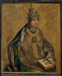 le Pape Gregoire Ier le Grand - Saint Gregory the Great - Berruguete、Pedro (1450-1503) - c. 1495 - 木に油彩 - 85.5x70 - Museu Nacional d