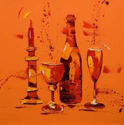 オレンジ色の静物画、2005年（油彩・キャンバス