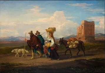 「人物と廃墟のある風景」、1837