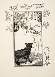 A Singular Interposition, from A Hundred Anecdotes of Animals, pub.1924年に出版されたもので、彫刻です。