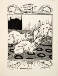 動物の百の逸話」より「親孝行」（Pub.1924年（彫刻