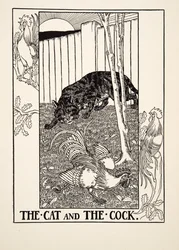 猫と雄鶏、『イソップ寓話百選』より、1903年刊