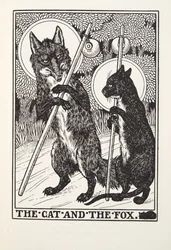 猫と狐、フォンテーヌ寓話、パブから。 1905