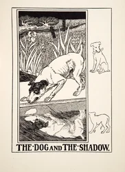 犬と影 - 『イソップの百話の寓話』より、1903年刊