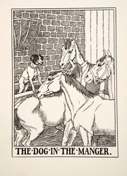 飼い葉桶の犬、『イソップの百話寓話』より、1903年刊行