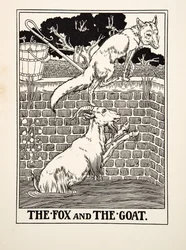 フォックスとヤギ、イソップの百寓話、pub.1903から