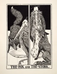 フォックスとコウノトリ、イソップの百寓話、pub.1903