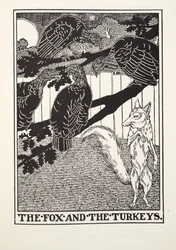 Fox and the Turkeys、from Fontaine Fables、pub。 1905