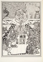 ライオンと彼のアソシエイト、Frontispiece、Fontaine Fables、パブ。 1905