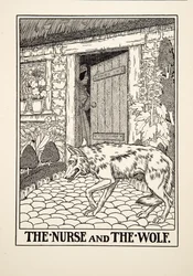 ナースとオオカミ、イソップの百寓話、pub.1903から