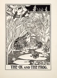 雌牛とカエル、イソップの百寓話、pub.1903から