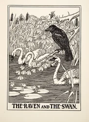 カラスと白鳥、『イソップの百の寓話』より、1903年刊
