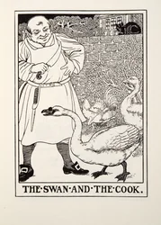 フォンテーヌ寓話、パブからの白鳥とクック。 1905