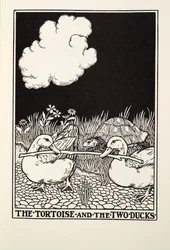 フォンテーヌ寓話、パブからの亀と2羽のカモ。 1905