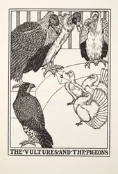 ハゲタカとハト、フォンテーヌ寓話、パブから。 1905