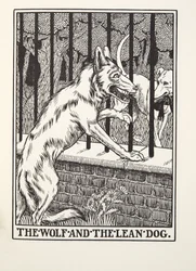 狼と痩せた犬』（フォンテーヌ寓話集より）。1905年（彫刻