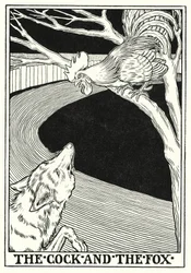 ラ・フォンテーヌの寓話: 雄鶏と狐 (litho)