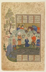 ケイ・クスロウはアフラシヤブc.1590-1600を斬首する準備をしています