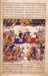 または。 13836、f.17v アイランダーとザンギスの戦い、「シャラフナマ」のイラスト