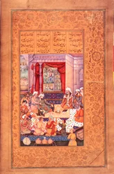 または 6810 fol.23v Nizami の「Khamsa」からの 2 人の競合する医師