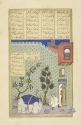 ペルシア語239 fol.32bシャーナマの挿絵（Book of Kings）、Abul-Qasim Mansur Firdawsi（c.934-c.1020）、1444