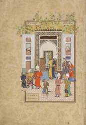 幼児の目撃者は、Jami（d.1492）によるHaft awrang（Seven thrones）のフォリオ、Yusufs無罪を証言します。