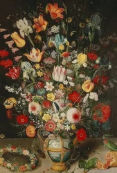 花と花瓶。 1620年頃