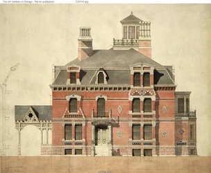 Eliphalet W. Blatchford 家、シカゴ、イリノイ州、LaSalle 通りの立面図と部分断面図