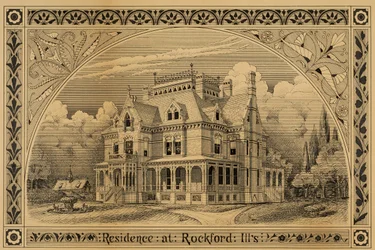 N. C. トンプソン邸、イリノイ州ロックフォード、パースペクティブ、1876 年。
