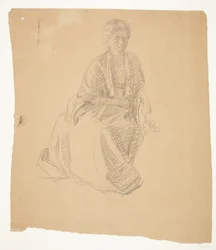 芸術家の妻（エリス夫人）が着席。 絵画の研究: ファボーグ博物館の発足 (1910-11)