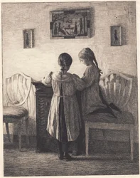 2 人の少女とインテリア