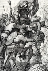 1155年イタリアのヴェローナ近郊のバヴィエールのオットン1世（1117-1183）の軍隊（バイエルン公オットー1世とイタリアのヴェローナ近郊の彼の軍隊1155年） 「Historische Memorabilian des In-und Auslandes」（歴史的記念品） アントン・ジーグラー
