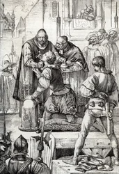 Guerra dos Noventa Anos (ou revolta dos Países Baixos) (1568-1648): a decolagem de Lamoral, Conde de Egmont, Príncipe de Gavre (1522-1568), político holandês - Foi condenado no quadro do Conselho dos Problemas ( ou Conselho de Sangue) estabelecido pelo